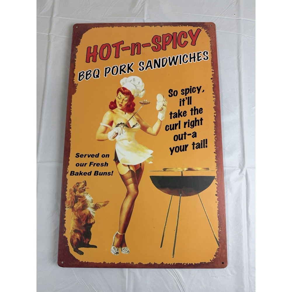 Hot-n-Spicy‎ BBQ Pork Sandwiches Reproduction Advertising Sign